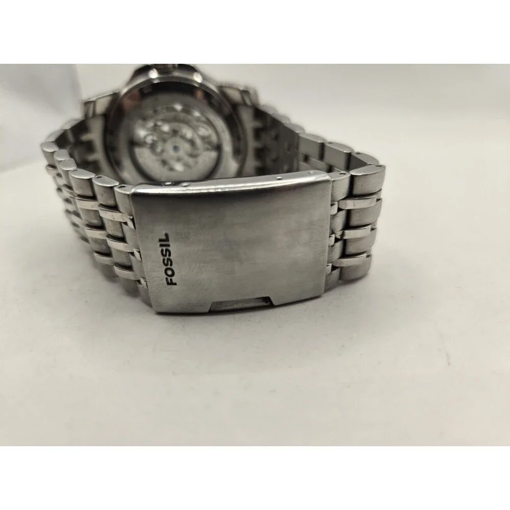 Fossil ME1027 AUT-O-MATIC Self-Winding Skeleton Stainless Steel Watch. 7.25